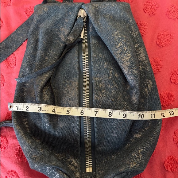 Aimee Kestenberg Blue Leather Denim Metallic Tamitha Backpack Bag Handbag - Picture 11 of 12